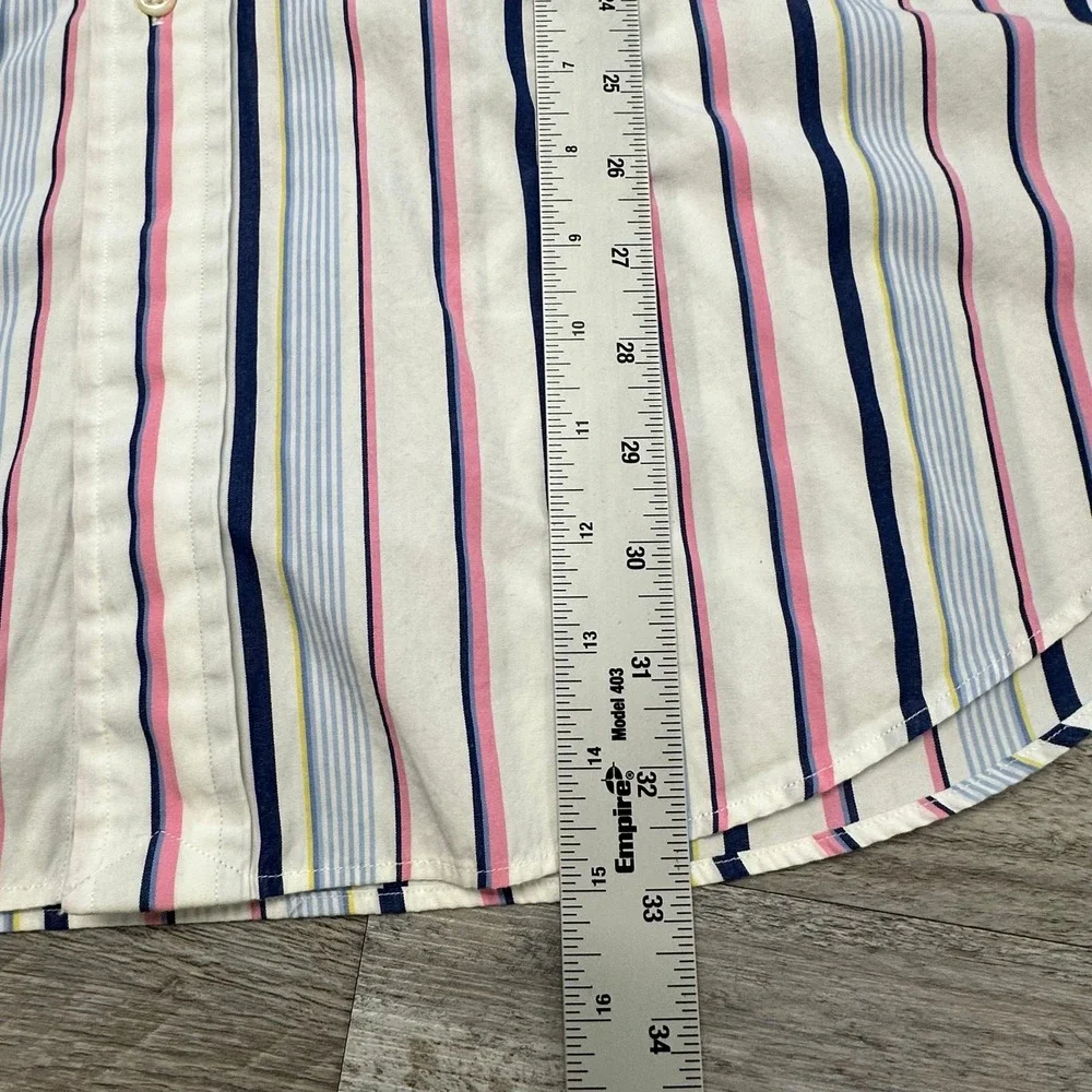 Vintage Polo Ralph Lauren Regent Mens 17 XL Button Dress Shirt Pink Blue Striped